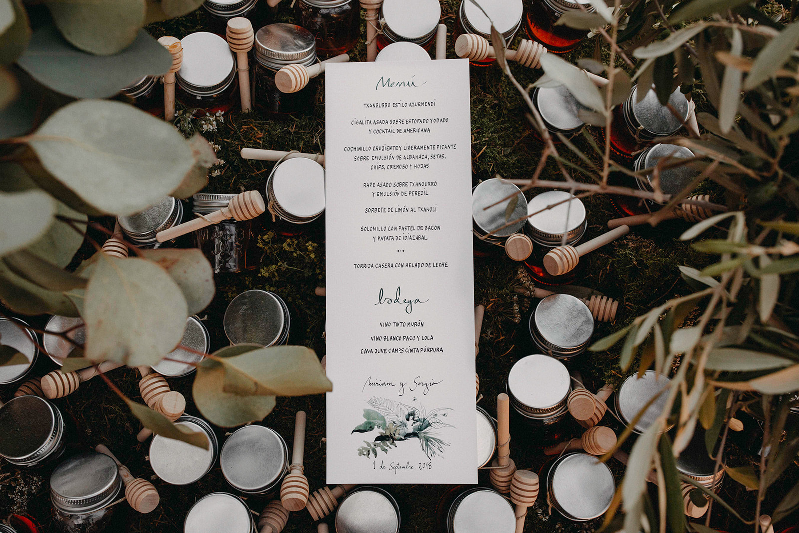 miel - regalos de bodas - menu -Itziar Ortuondo